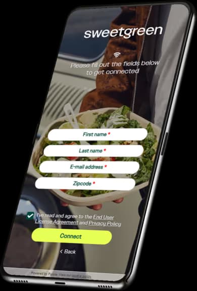 A branded Purple captive portal example for Sweetgreen